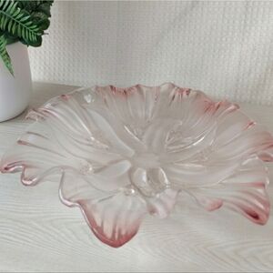 Mikasa Pink Tulips Frosted and Clear Glass Platter/Bowl